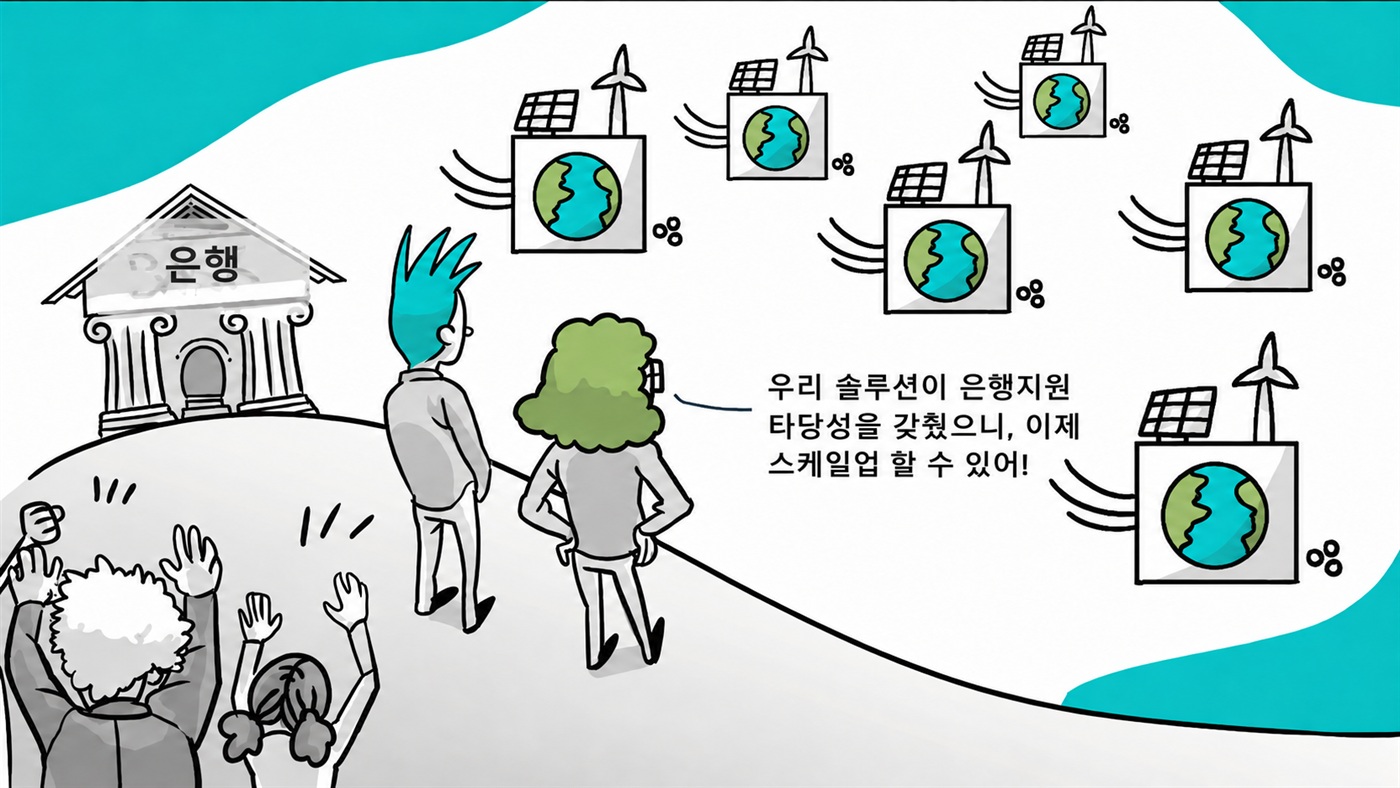 우리 솔루션이 은행지원 타당성을 갖췄으니, 이제 스케일업 할 수 있어!